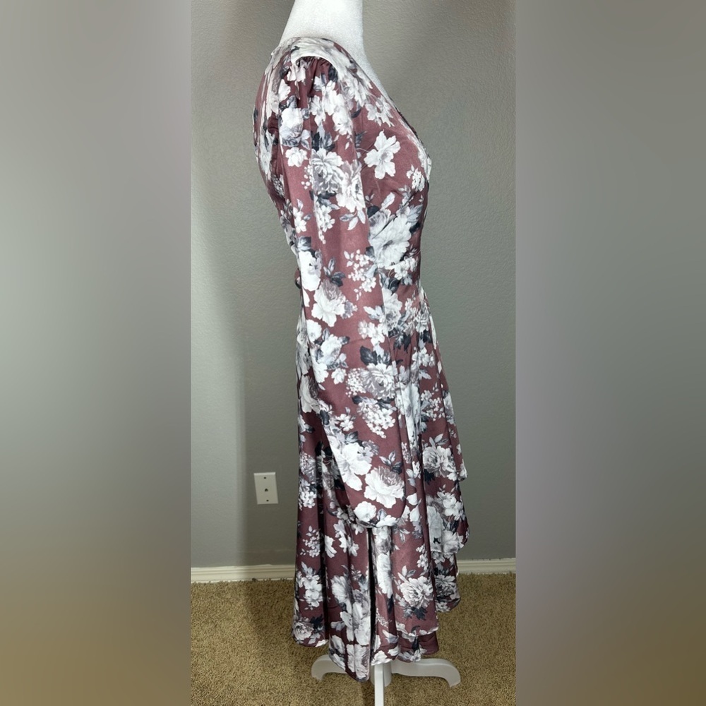 NWT Lulu's Lunette Dusty Purple Floral Midi Dress Size Small Coquette Romantic - Picture 7 of 13